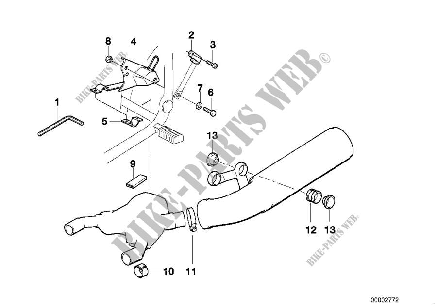 Single parts f low exhaust system for BMW R 80 GS from 1990