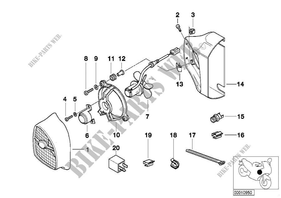 Additional fan and mounting parts for BMW Motorrad R 1100 R 94 from 1993