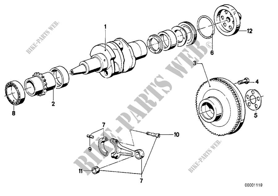 Crankshaft/Connecting rod/Mounting parts for BMW Motorrad R 75 /7 from 1979