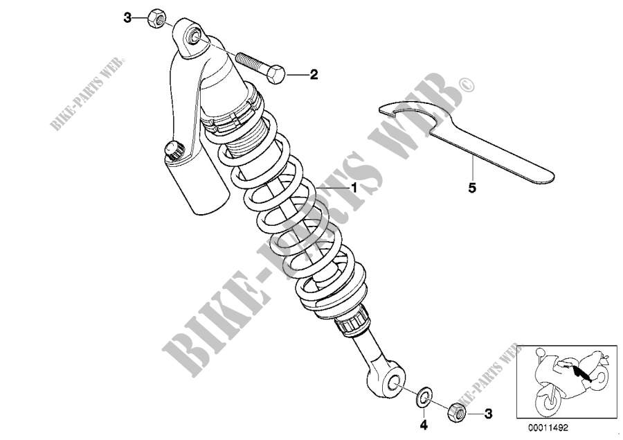 Spring strut, rear for BMW Motorrad R 100 GS PD from 1989