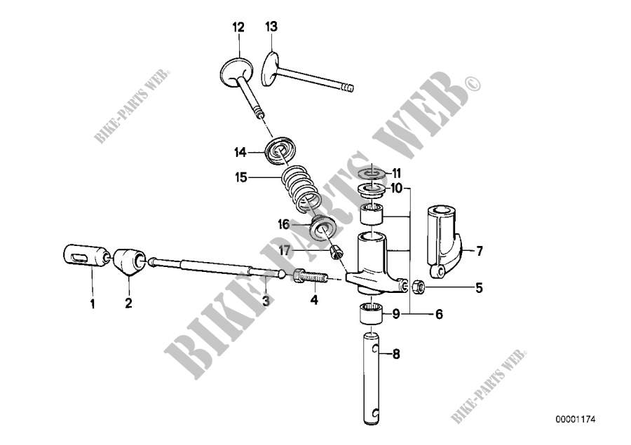 Valves, valve timing gear, rocker arm for BMW Motorrad A10B08 (87-97) from 1987