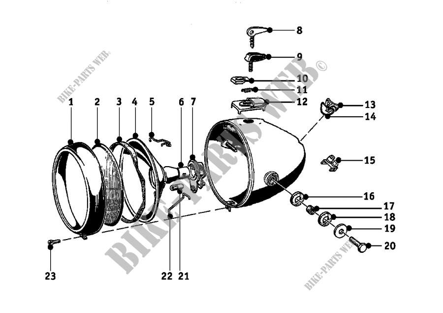 Headlight installation parts for BMW Motorrad R 67/2/3 from 1952