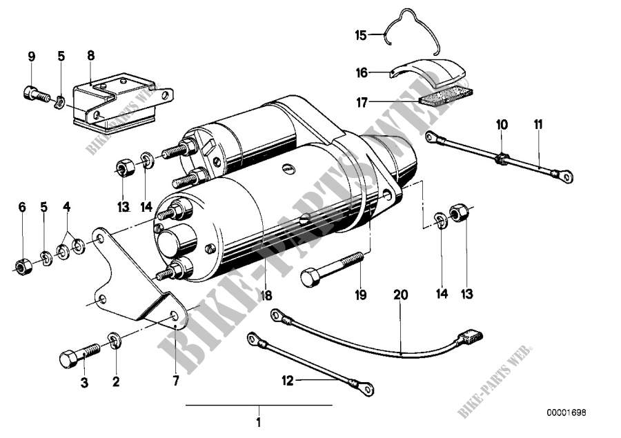 Installing set starter motor for BMW Motorrad R 60/6 from 1973