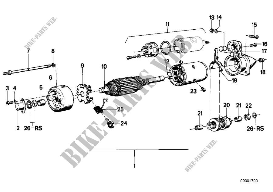 Starter, single parts for BMW Motorrad R 100 S from 1976