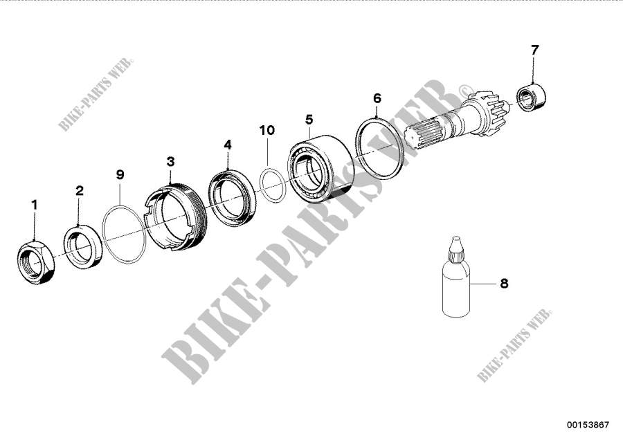 Bevel gear and spacer rings for BMW Motorrad R 80 GS from 1990