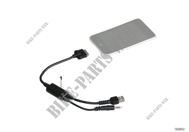Cable adapter for Apple iPod for BMW Motorrad R 1200 RT 10 from 2008