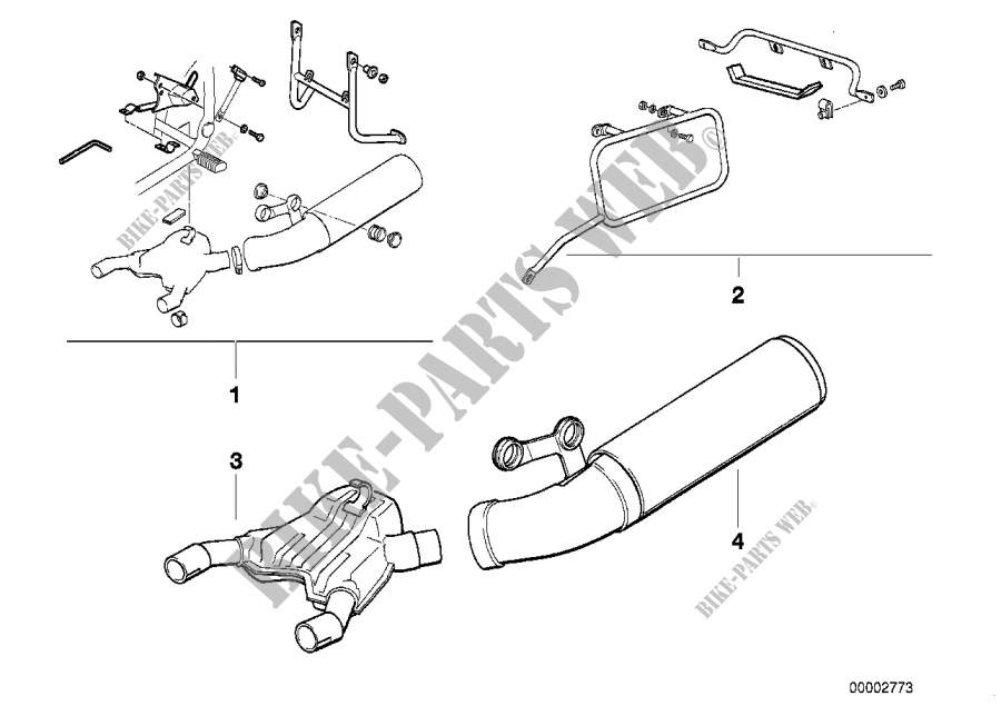 Conversion kit, exhaust system, low for BMW R 80 GS from 1990