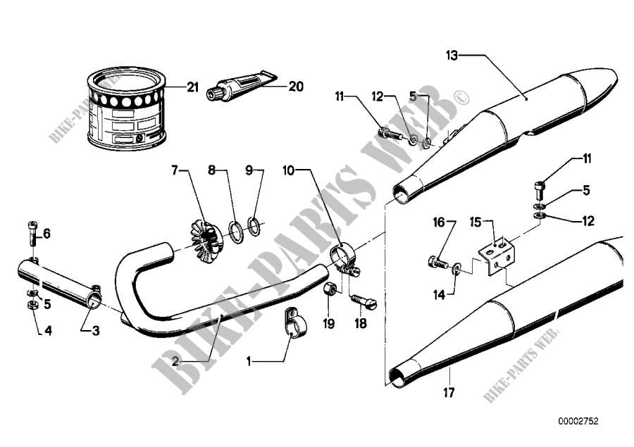 Exhaust system for BMW Motorrad R 75/6 from 1973