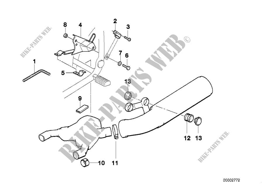 Single parts f low exhaust system for BMW Motorrad R 80 GS from 1990