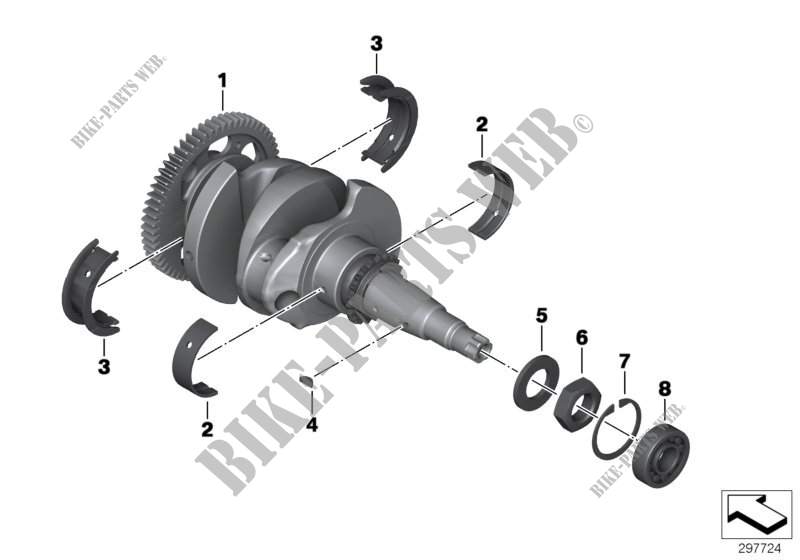 Crankshaft with bearing for BMW Motorrad R 1200 RT from 2013
