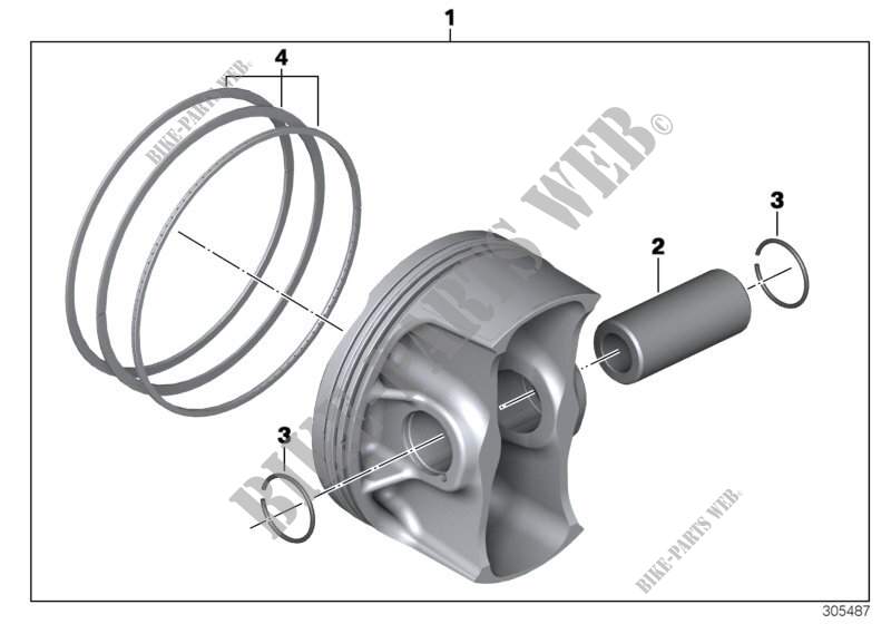 Piston with rings and pin for BMW Motorrad R 1200 RT from 2013