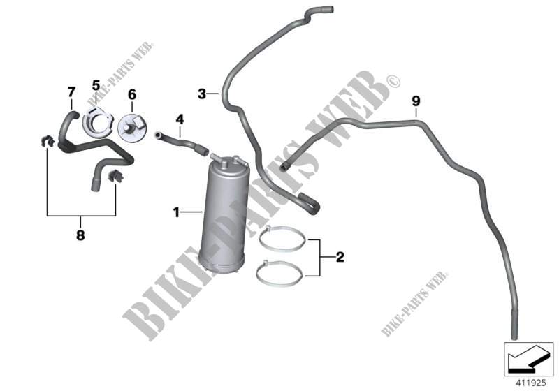 Activated Charcoal Filter/TUBING for BMW Motorrad R 1200 R from 2013
