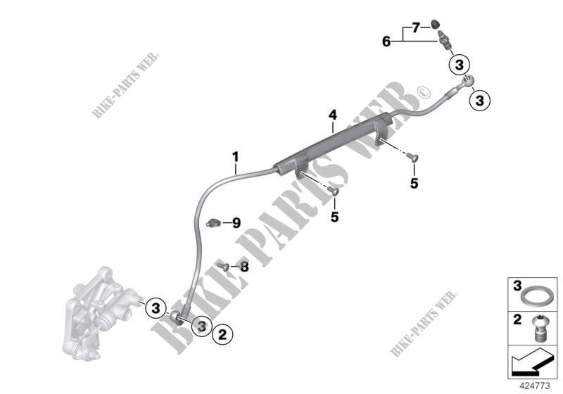 Brake line, rear, without ABS for BMW Motorrad HP2 Sport from 2007