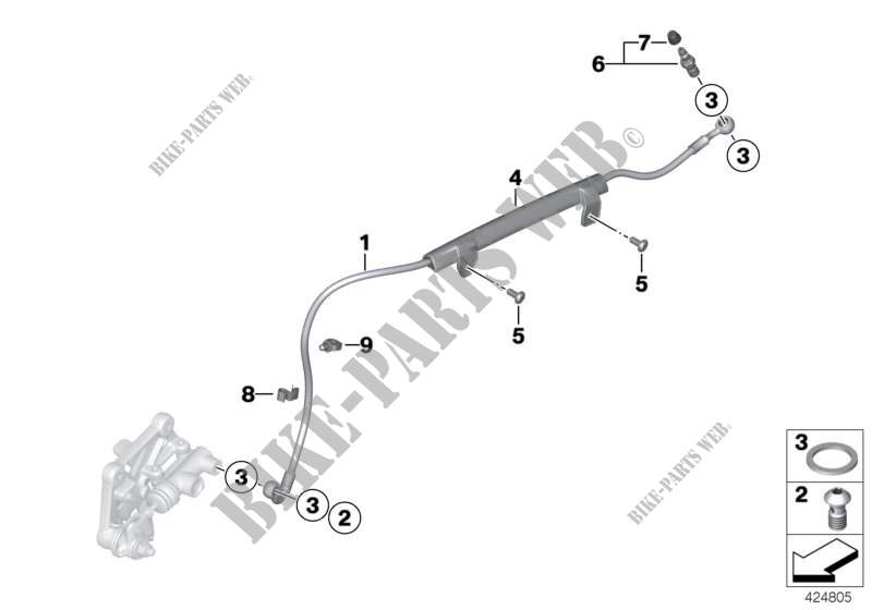 Brake line, rear, without ABS for BMW Motorrad R 1200 S from 2004