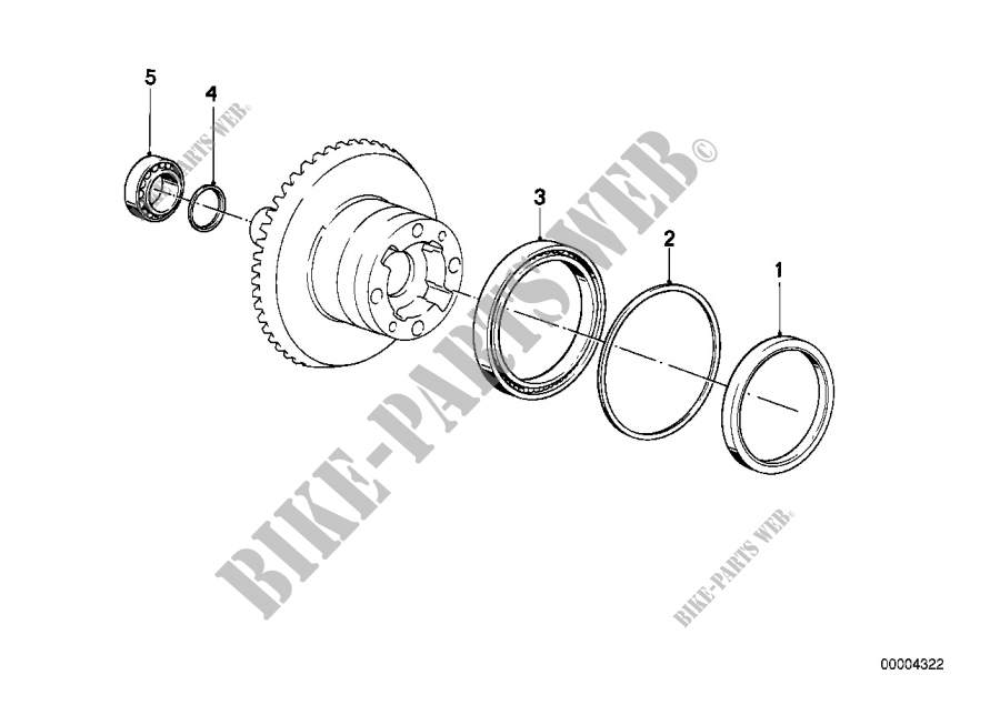 Crowngear and spacer rings for BMW Motorrad R 100 GS PD from 1989