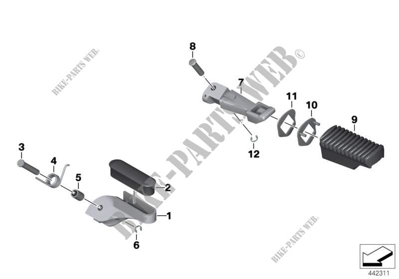 Front and rear footpeg for BMW Motorrad R 1200 GS 04 from 2002