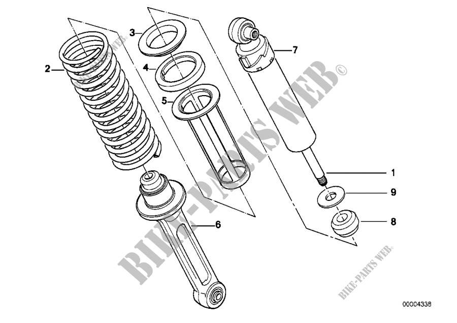 Single components for rear spring strut for BMW Motorrad R 100 GS PD from 1989