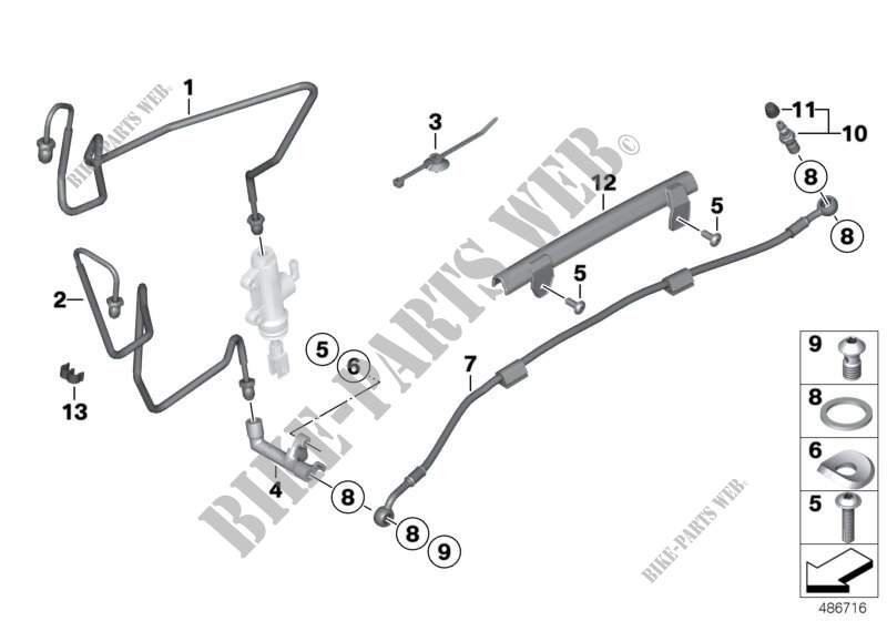 Brake line, rear, I ABS, Generation 2 for BMW Motorrad R 1200 ST from 2003