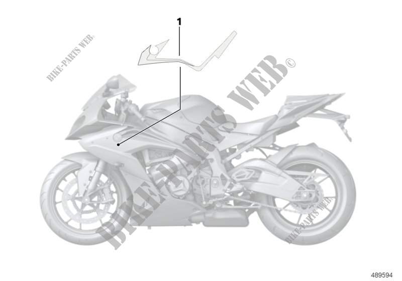 Label, fairing side section for BMW Motorrad S 1000 RR from 2010