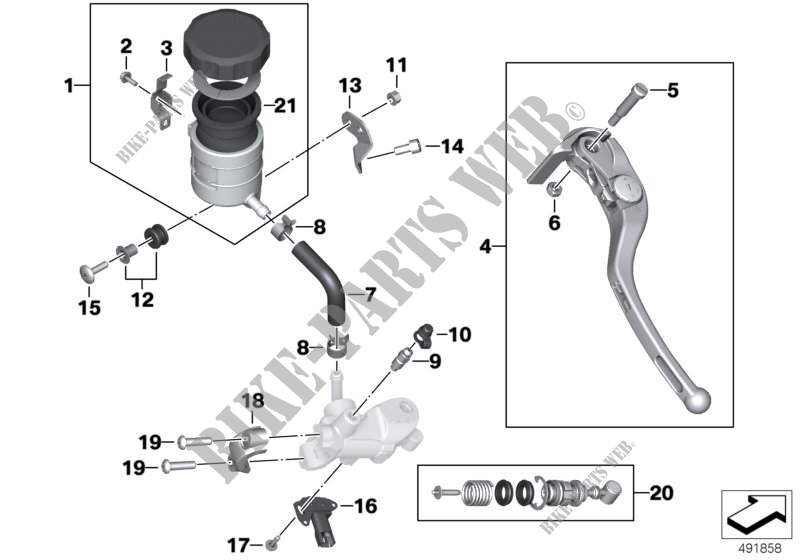 Single parts, handbrake lever for BMW Motorrad S 1000 RR HP4 from 2011