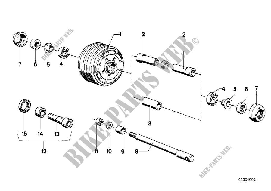 Spoke wheel wheel hub/dial shaft for BMW Motorrad R 75/5 from 1969