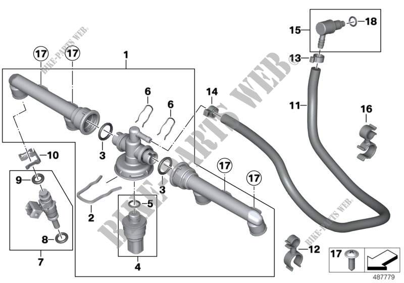 Valves/Pipes of fuel injection system for BMW Motorrad K 1200 GT from 2004