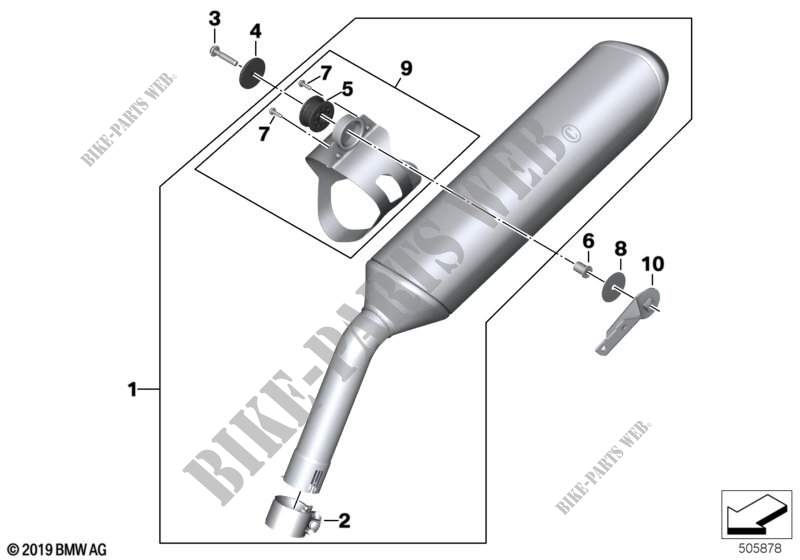 Exhaust system parts with mounting for BMW Motorrad F 750 GS from 2016