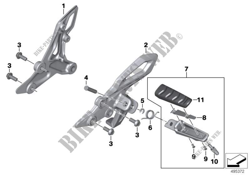 Footrest, front for BMW R 1200 R from 2013