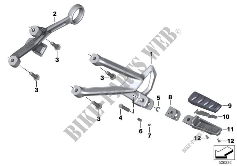 Rear footrests for BMW Motorrad R 1200 R from 2013