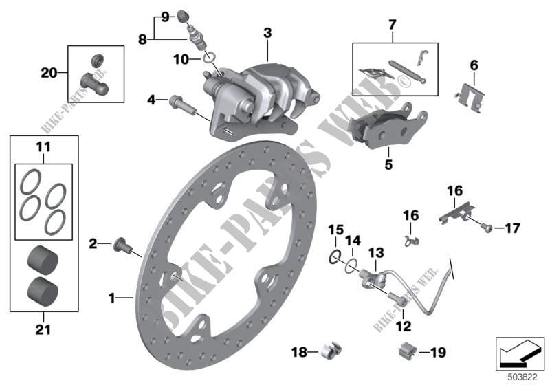 Rear wheel brake for BMW Motorrad R 1200 RT 10 from 2008